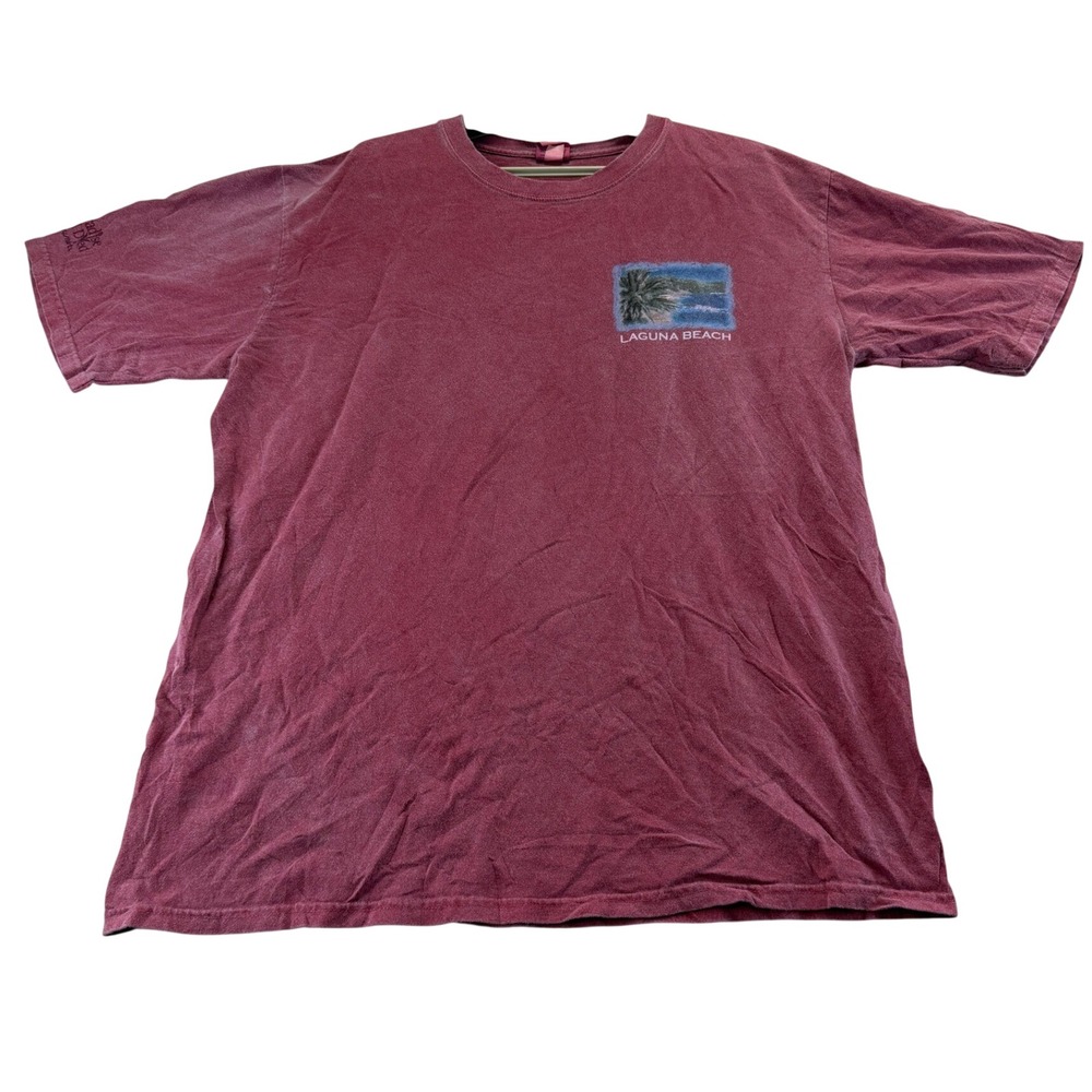 Crazy Shirts T-Shirt Mens L Red Laguna Beach Paradise Red Dyed Graphic Tee Short